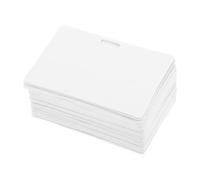 Hoement 50pcs Blank White PVC Conference Name Badge Cards with Horizontal Slot Punch, Multisize Compatibility, Supports Handwriting or Printing, for Hospitals and Reception Areas