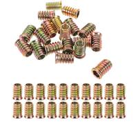 Hoement 50pcs M10x25 Threaded Inserts for Wood Furniture Screw Nuts Iron Hex Socket Fasteners Wood Threaded Connectors Cabinet Repair Hardware