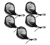Hoement 5pcs Black Elastic Wig Cap Hair Net for Hairdressing with Drawstring Ponytail Holder Mesh Hair Net for Buns and Secure Hairstyle for Women