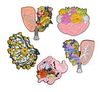 Hoement 5pcs Human Organ Brooches Anatomy Theme Enamel Pins Creative Lapel Pins for Clothes Scarves Bags Jackets Fashion Accessories