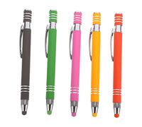 Hoement 5pcs Metal Ballpoint Pen Capacitive Stylus Pen for Touch Screens Black Ink Manuscript Writing Random Color