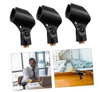 Hoement 5pcs Microphone Clip Holder Adapter in Black Simple Practical Plastic Microphone Clips for Mic Mount Holder for Desk Mount