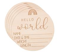 Hoement 5pcs Newborn Announcement Sign Birth Cards Hospital Decor Rainbow Design for Photography