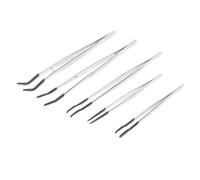Hoement 5pcs Rubber Tipped Tweezers Set Soft Non-marring Precision Tips Curved Craft Tweezers for Stamp Collecting Beading Model Building Travel and Home Use