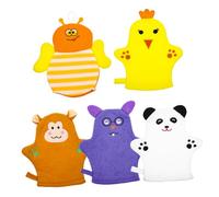 Hoement 5pcs Shower Gloves Bath Mitt for Boys and Girls Gentle Cotton Wash Mitt Fun Bath Accessories