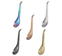 Hoement 5pcs Stainless Steel Caviar Spoons Set with Smoothly Polished Surface, Multipurpose Caviar Colanders for Hotels and Families, Practical Kitchen Food Scoops for Home