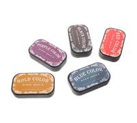 Hoement 5pcs Water Soluble Ink Pads for Crafting with Vintage Retro Design, Portable Plastic Sponge Stamp Pad for Paper Crafts and Scrapbooking, Washable Ink for Artistic Stamping