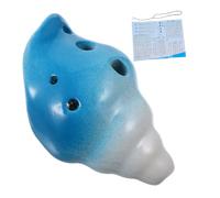 Hoement 6-hole Blue Ceramic Ocarina Conch Design Wind Instrument for Beginners, Creative Folk Music Practice with Accessories Assorted style