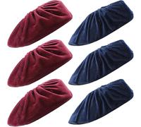 Hoement 6 Pairs Flannelette Shoe Covers Navy Reusable Overshoes | Dust and Dirt Protection, Cleanliness and Warmth, Commercial Buildings and Public Facilities Use, Flannelette