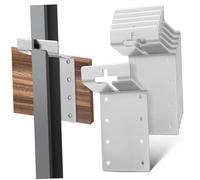 Hoement 6 Pcs Heavy Duty T Shaped Post Brackets for Wood and Metal Fence Support Coated Stabilizers for Garden Fence Repair and Structural Reinforcement