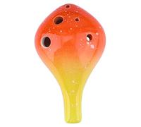 Hoement 6holes Handmade Ceramic Ocarina Instrument Long Mouth Ocarina Gradient for Beginners Producing Natural Beautiful Sound for Music Lovers and Learners