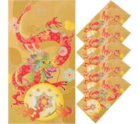 Hoement 6pcs Chinese Style Red Envelopes 2024 Luck Money Bag Paper Traditional Elegant Dragon Decor Giving Red Luck Money Bag for Chinese New Year for Friends and Family