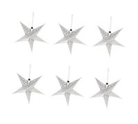Hoement 6pcs Silver Paper Star Pendant Lampshades Ceiling Hanging Decor for Festival Party Home Theme Decorations Easy Install Paper Lamp Accessories