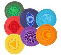 Hoement 7pcs Embroidered Buddhist Sound Bowl Pads with Protective Polyester Material and Delicate Design for Yoga Classes and Meditation, Assorted Colours Tibetan Singing Bowl Cushion Set