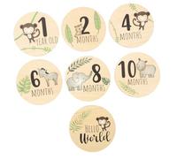Hoement 7pcs Monthly Discs Wooden Growth Cards for Newborn Photography Safe Smooth and Capture Special Moments for Social Media Sharing