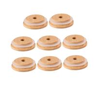 Hoement 8 Pcs Bamboo Jar Lids with Detachable Silicone Sealing Ring for Glass Canning Jars Airtight Storage Covers Leak Reusable Kitchen Container Lids