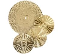 Hoement 8 Pcs Irregular Disc Gold Wall House Vintage Home Decor Disc Wedding Wall Decals Wrought Iron Radial Plate Minimalist Art Modern Accent Hanging Artwork Decoration for Living Rooms, Offices