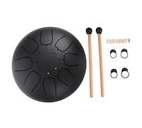 Hoement 8-tone Portable Tongue Drum Made of Titanium Steel Alloy with Non-slip Rubber Base, Multi-purpose Percussion Instrument for Music Lovers and Meditation in Black