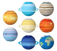 Hoement 8pcs and Planet Themed for Lantern Birthday Decor Classroom Space Planets Assorted System Theme Favor Room Lanterns- Party Hanging Paper Inch Science Outer Kids