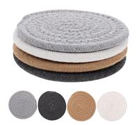 Hoement 8pcs Cotton Woven Heat Insulation Placemats Non-slip Rustic Table Mats for Dining Home Decor with Drink Coasters in Grey White