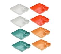 Hoement 8pcs Dumpling Plate and Vinegar Saucer with Sauce Compartments, Lightweight Pp Serving Platter for Sushi, Snacks and Dipping Sauces, Easy to Carry, to Store, Bowl Hot Dish Lifter