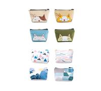 Hoement 8pcs Mini Coin Purse for Canvas Change Bag with Adorable Appearance and Simple Design, Cash Storage Pouch for Travel and Shopping, Prevents Items from Falling