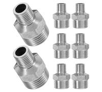 Hoement 8pcs Stainless Steel Hex Bushing Reducer 1/4x1/2 Pipe Fitting Adapter with Leakfree Connections and Stable Construction for Plumbing and Garden Hose Applications