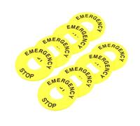 Hoement 8pcs Yellow Emergency Stop Button Warning Circle Stickers for Push Button Switches Pvc Safety Alert Labels for Industrial Machinery and Control Systems