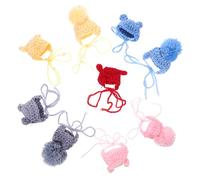 Hoement 9pcs Handmade Crochet Wool Hats Set, Creative DIY Decorative Yarn Caps for Women, Mixed Styles Small Cute Knitted Craft Accessories for Arts and Crafts Assorted Style