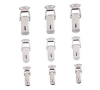Hoement 9pcs Spring Loaded Toggle Latch Hasp Lock Iron Nickel-Plated Catch Clamp Clip Set for Toolbox Case Chest Trunk Cabinet Industrial Use
