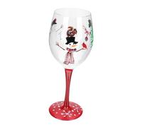 Hoement Adorable Christmas Wine Glass Goblet with Xmas Snowman Pattern Decorative Glass Cup for Holiday Party Table Decor for Whiskey Wine and Festive Celebrations