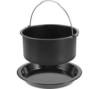 Hoement Air Fryer Baking Tray Set 2pcs Carbon Steel Baking Pans with Handle 6-inch Cake and Pizza Pan Reusable for Outdoor Picnic and High-Temperature Oven Use