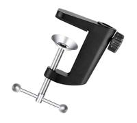 Hoement Aluminum Alloy C-type Table Lamp Holder Clamp, Microphone Bracket Fixed Clip, Black Metal Desk Light Clamp for Music Studio and Office Use