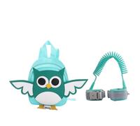 Hoement Anti-Lost Preschool Backpack with 1.5m Safety Leash for Boys and Girls, Owl Pattern in Mint Green, Two-in-one Walking Harness for Toddler Travel and Outdoor Safety