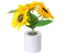 Hoement Artificial Sunflower Night Light Table Lamp for Bedroom Bedside Compact Desktop Decorative Ambient Lighting Eye Friendly Soft Glow and Space Saving Design