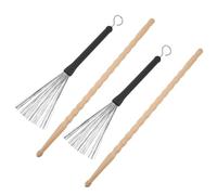 Hoement Bamboo Drum Rods Set Wire Brushes Percussion Rods for Snare Drums Includes Storage Bag for Jazz Folk