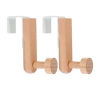 Hoement Bedroom Hooks Over the Door Hooks Door Hanger Hook 2Pcs Wood and Iron White Simple Structure Design Space Saving for Closet Organization