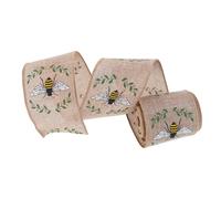 Hoement Bee Edge Wired Ribbon Yards Floral Spring Summer Craft Ribbon for Wrapping Hair Bows DIY Decorations