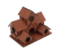 Hoement Bird Feeders Promotes Biodiversity with Wooden 6 Hole Hanging Station Multi-hole Structure, Easy Installation Decorative Birdhouse with Elegant Natural Charm outside Garden