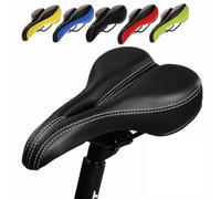 Hoement Black Leather Hollow Bike Saddle Seat for Mountain Biking and Folding Bikes, Ergonomic Design to Back Strain and Protect Butt and Spine, Size 27x15x6cm