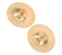 Hoement Brass Finger Cymbals with Ergonomic Wood Handle for Percussion Practice Bright Sound Mini Hand Cymbals for Party Performance Dance Orff Music Education and Social Play