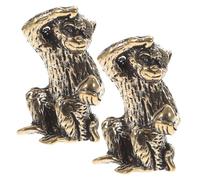 Hoement Brass Monkey Adornments Set of 2 Small Desktop Monkey Figurines with Creative Picking Design Compact Animal Decor for Home Office Display