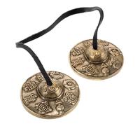 Hoement Brass Tingsha Cymbals for Meditation and Yoga Tibetan Finger Chimes for Mindfulness Practices Spiritual Bell Set Eight Auspicious Symbols