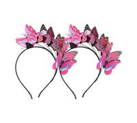 Hoement Bride Hairband 2pcs Set with Three-dimensional Butterflies, Plastic Decorative Hairband for Weddings and Parties, Easy to Carry and Non-fading Chic Wedding Headdress, Bridal