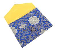 Hoement Brocade Scriptures Storage Pouch with Zipper Vintage Rectangular Bible Bag Small Jewelry and Sundries Organizer for Buddhist Supplies and Wrapping in Royal Blue