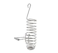 Hoement Cage Accessories Food Holder, Outdoor Squirrel Feeder Corn Holder with Perch Design, Deformation-Resistant Stainless Steel for Bird Cage and Backyard