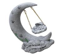 Hoement Cat Memorial Stone Pet Memorial Marker Synthetic Resin Moon Shaped to Comfort and Remember Your Cat with Elegant Design for Garden and Indoors