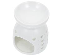 Hoement Ceramic Incense Burner Hollow-Out Essential Oil Burner Lightweight Simple Shape White for Desktop Home Use