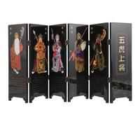 Hoement Chinese Style Mini Folding Screen Wooden Desktop Ornament Decorative Divider Art Decor for Home and Office Portable Vintage Lacquerware Craft with Traditional Chinese Cultural