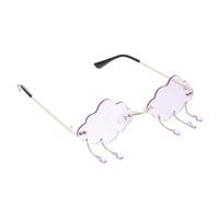 Hoement Cloud Shaped Rimless Sunglasses for Women and PC Material, Stylish Purple Frame, Protecting Eyes from Sunlight, for Parties and Cosplay Events